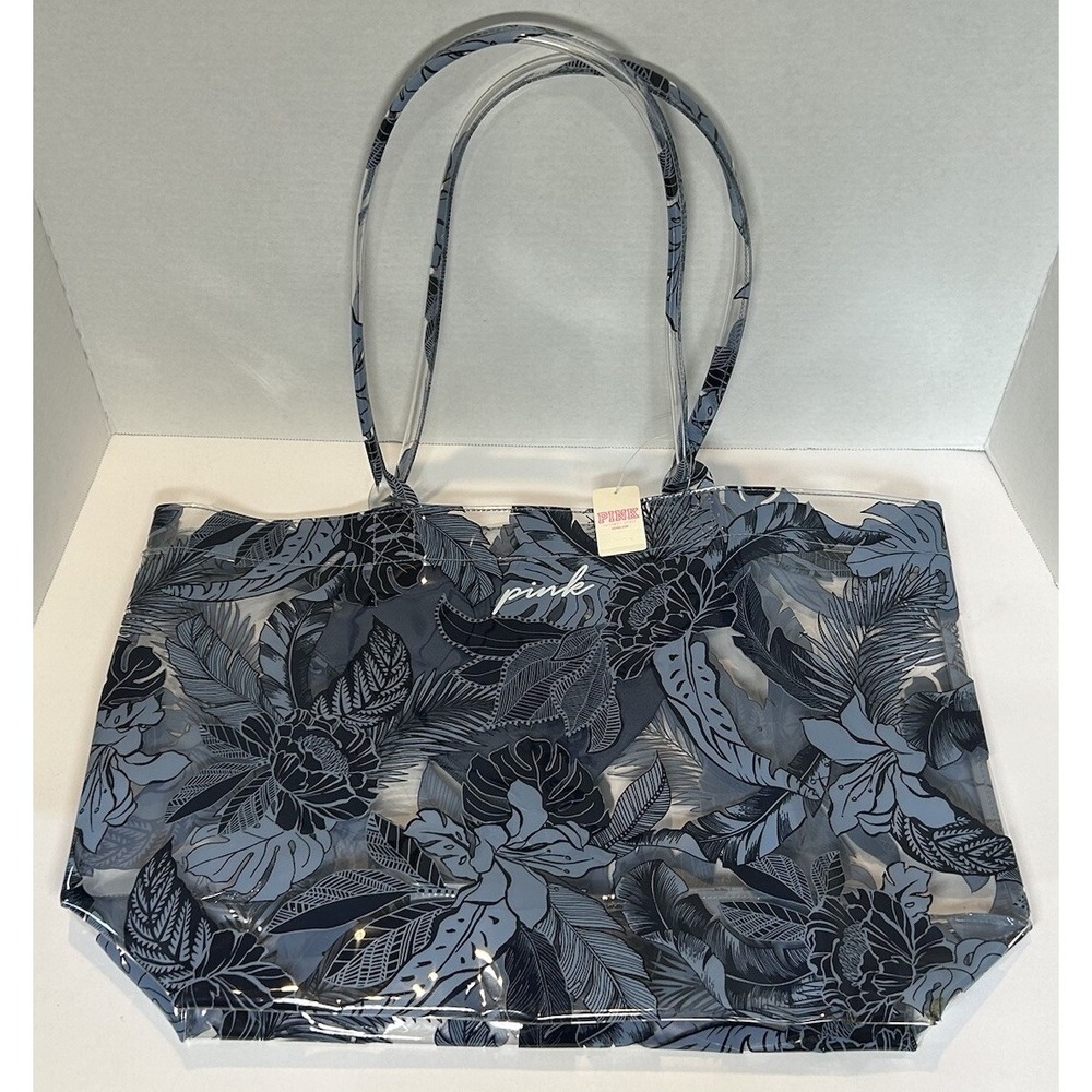 Victoria's Secret 2 PC SET Pink PVC Indigo Summer Beach Gym Shopping‎ Tote New